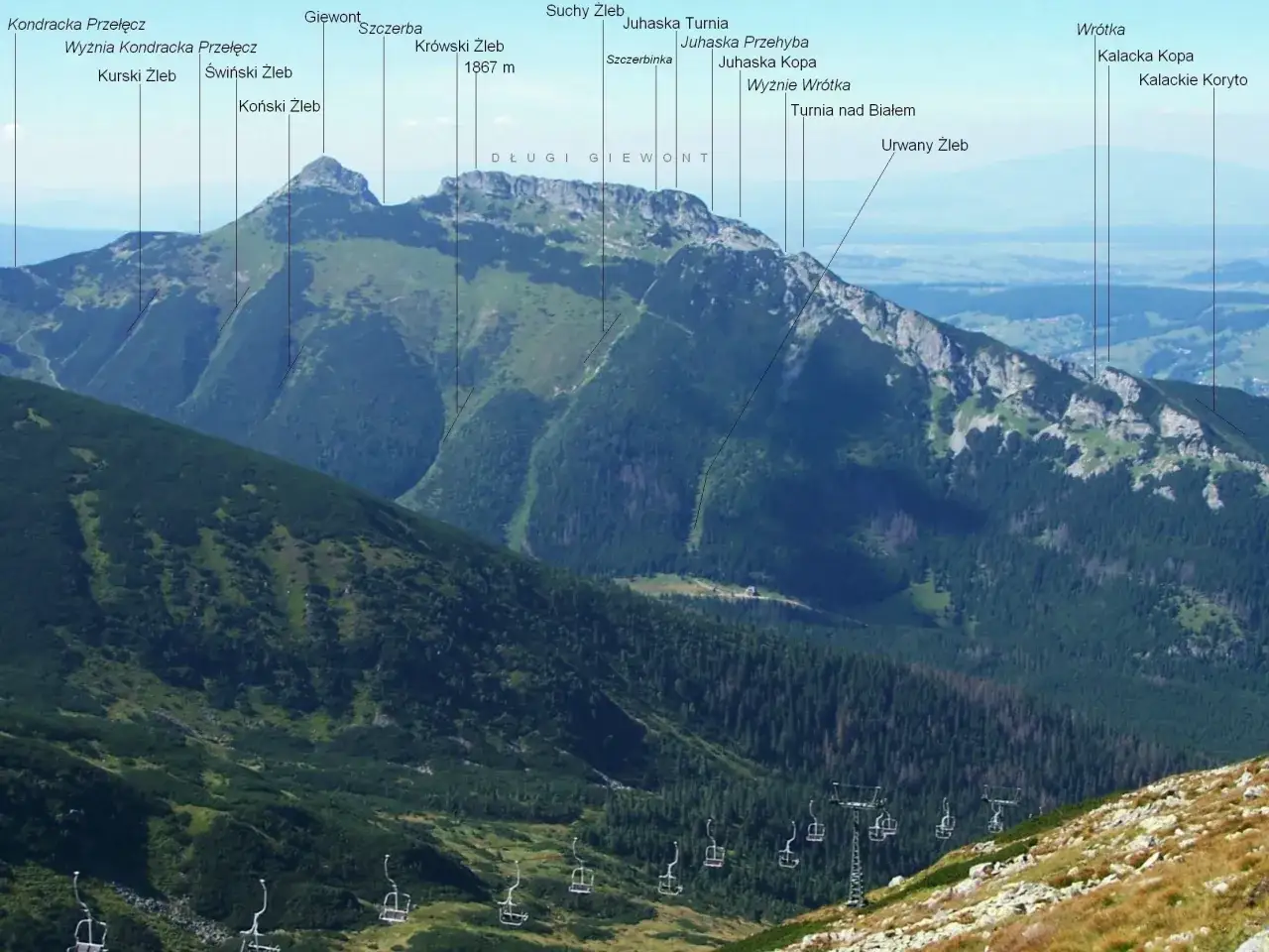 Giewont mapa Tatr Zachodnich