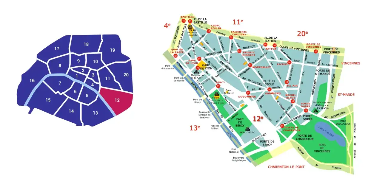 Mapa dzielnic Paryża